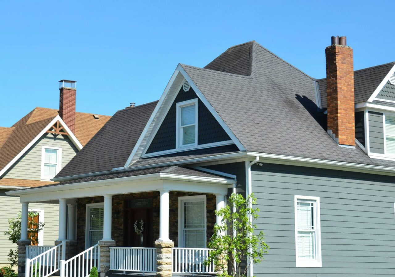 Rooftops of residential homes